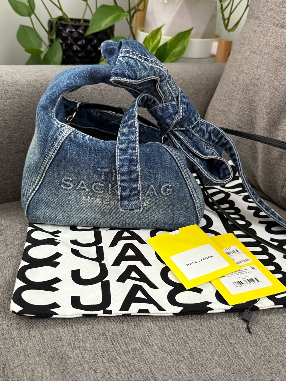 Marc Jacobs Mini Denim The Sackbag Top-Handle Shoulder Bag in Blue